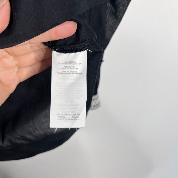 J Crew Womens XSmall Black White Embroidered Semolina Top Indian Voile Peasant - Picture 7 of 12